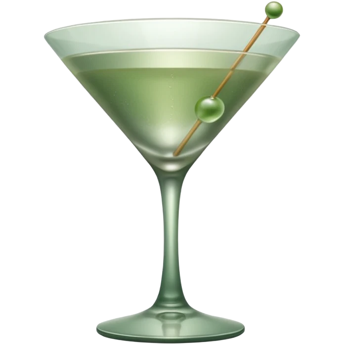 Muted sage green aesthetic, clean and minimal composition, elegant martini glass with a clear drink, subtle condensation, soft natural lighting, smooth matte textures, modern masculine design, minimal background, calm and refined mood, cinematic soft shadows, high resolution emoji