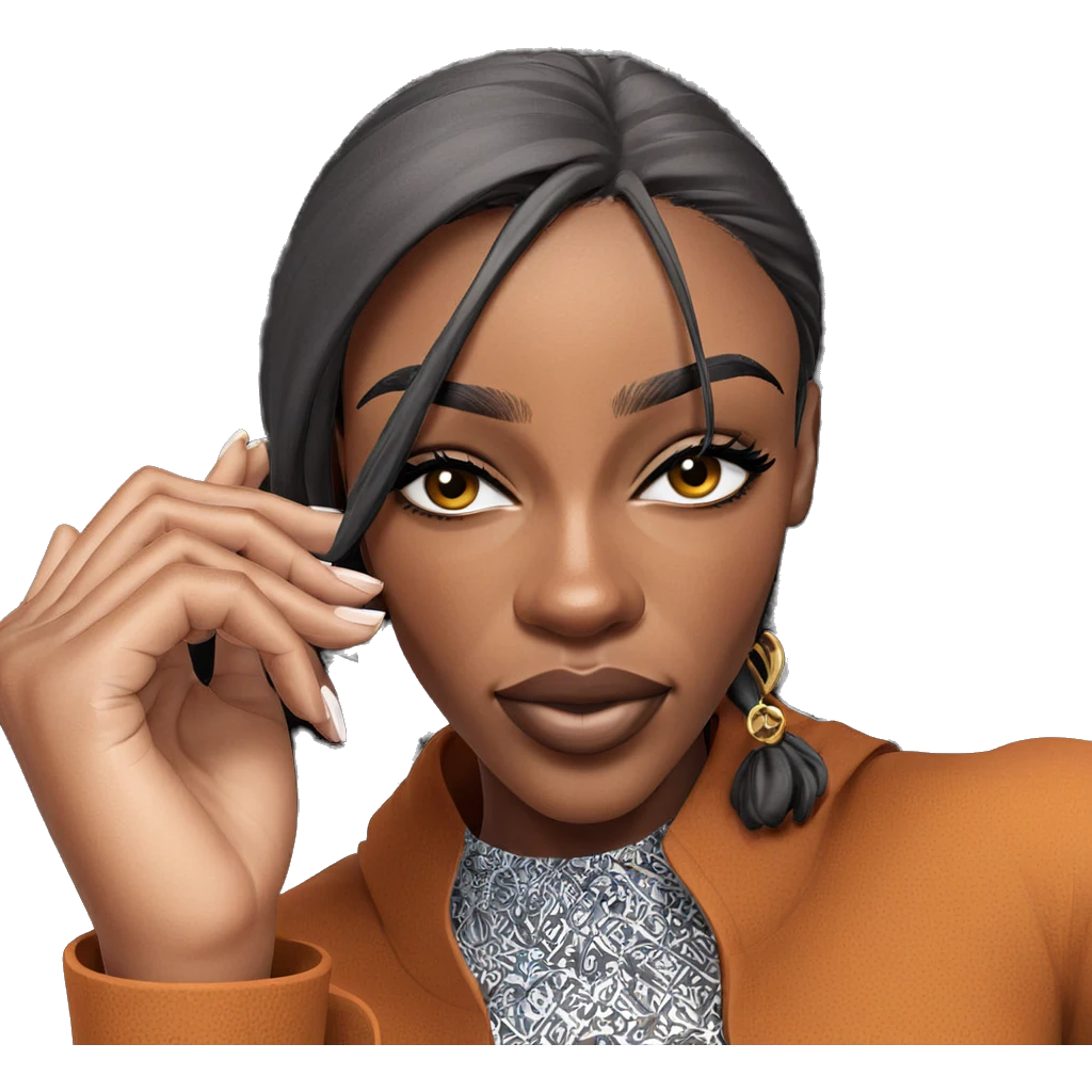 confident dark-skinned girl portrait emoji