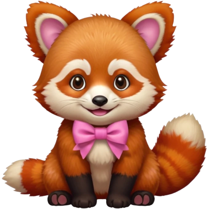 baby Red panda wearing a pink bow emoji