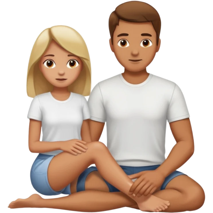 A dude touching a girl's thigh emoji