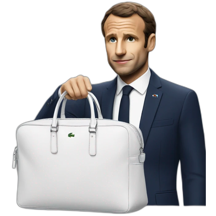 Macron avec une sacoche lacoste emoji