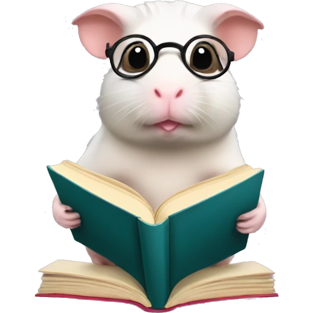Hairless guinea pig reading a book emoji
