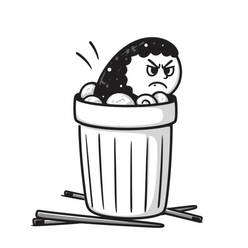 hand-drawn sushi trash emoji