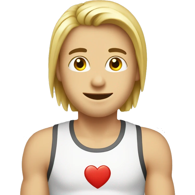 Caucasian healthy energy emoji wearing a tank top with a heart on the front emoji