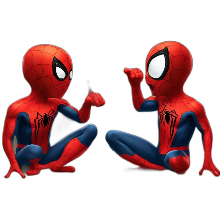 two spidermen pointing at each other emoji