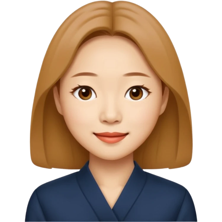 “Cartoon emoji of Gong Hyo-jin, long narrow face, sharp jawline, small almond eyes, high nose bridge, elegant smile, minimal makeup, refined aura” emoji