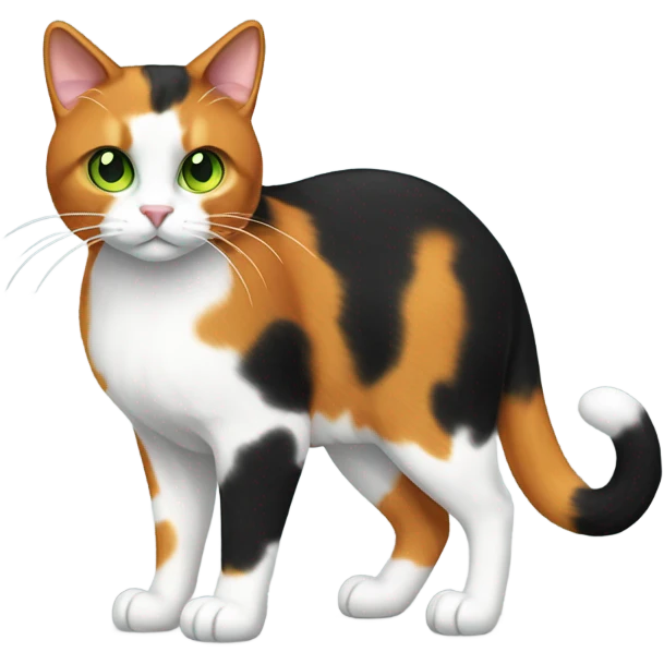 Calico Cat Full Body with green eyes emoji
