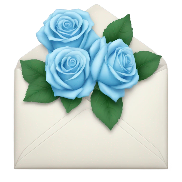 White envelope with light blue roses emoji