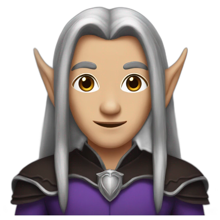 tall elf with brown long hair and dark black & purple and silver outfit  emoji
