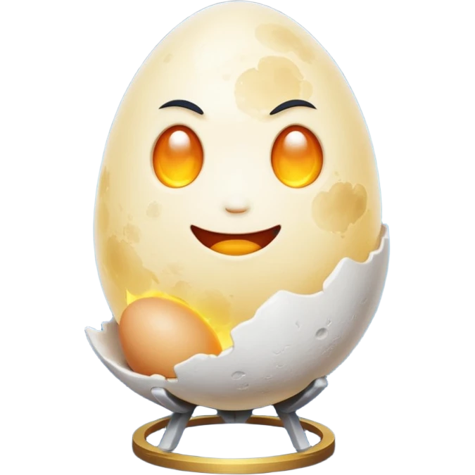 alchemy character cracking moon egg with light inside emoji