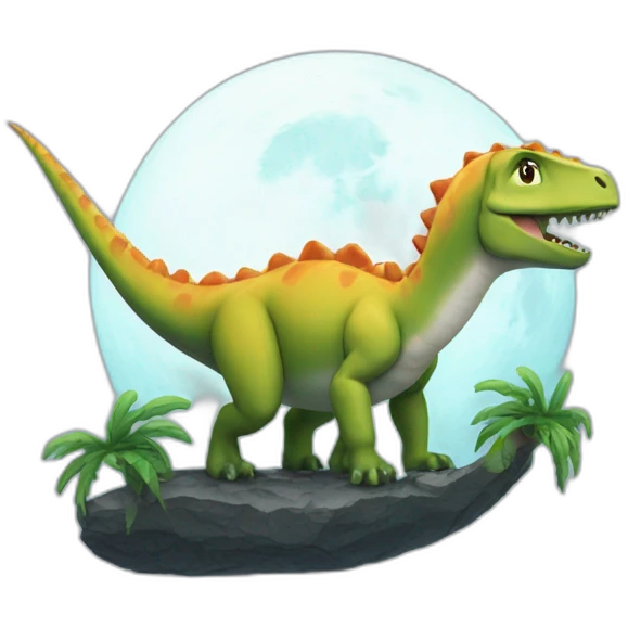 lune sur un dinosaure emoji