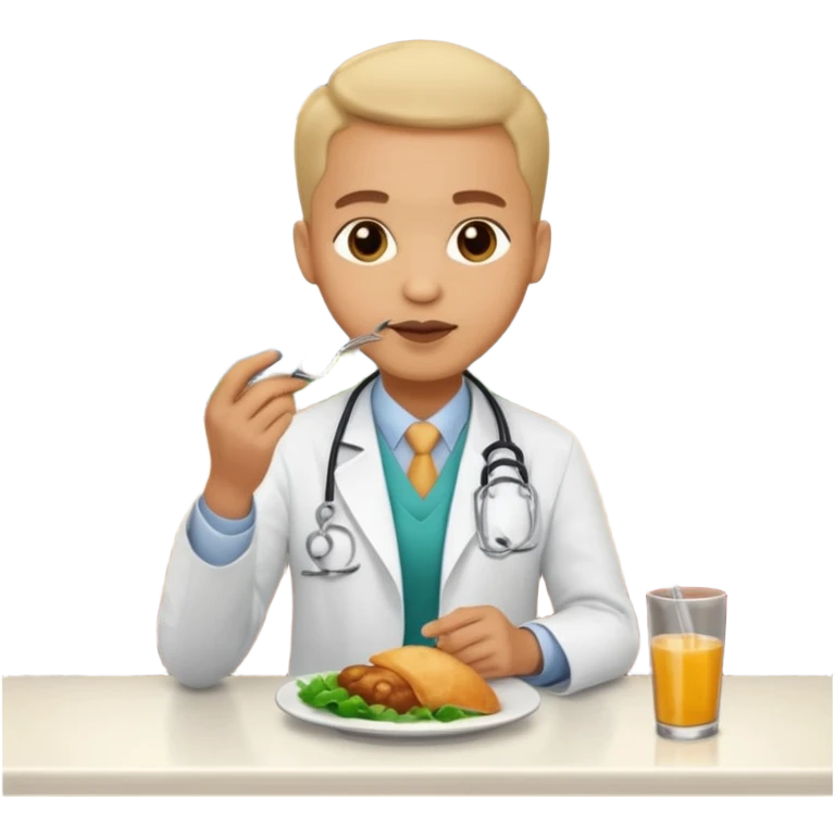 ligth doctor eating in restaurant full body emoji