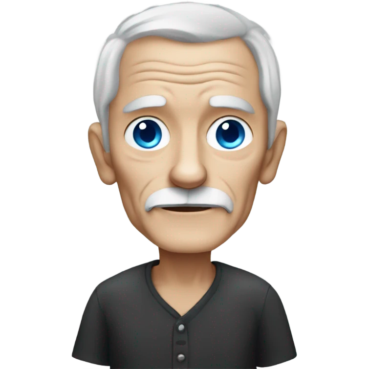 Old man with blue eyes and black long haired chihuahua emoji