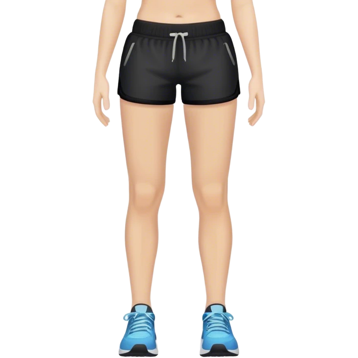 front view of full legs female with black gym shorts emoji