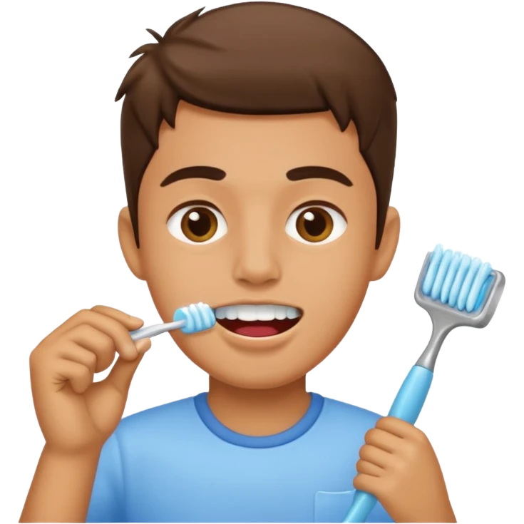 Zac cleaning his teeth emoji