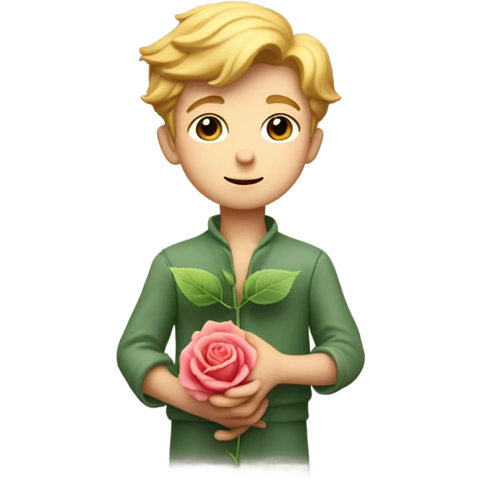 The little prince taking care of the rose emoji
