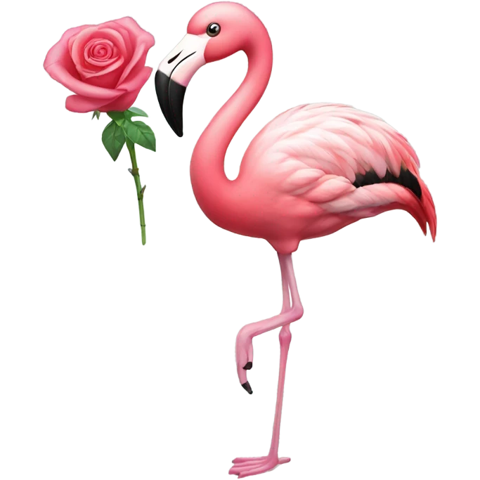 Flamingo with rose emoji