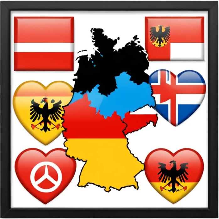Germania divisa con bandiera L: US sud-ovest (Monaco, Francoforte), UK nord-ovest (Amburgo, Colonia), URSS est (Berlino Est, Dresda), France sud-ovest (Stoccarda, Friburgo) emoji