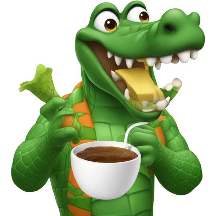 Gator drinking at a party emoji