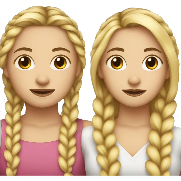 female couple long blonde hair and one hair is braided  emoji