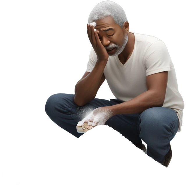 Man sniffing a pile of powdered sugar emoji