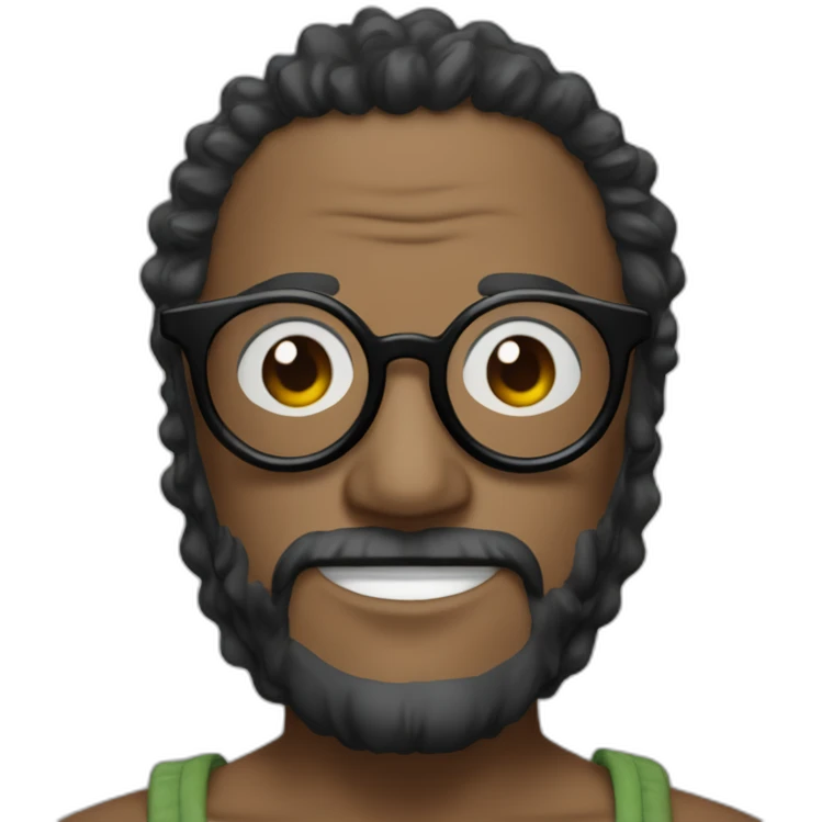 Homme noir avec de grande lunettes et des tresses portant un tshirt One Piece emoji