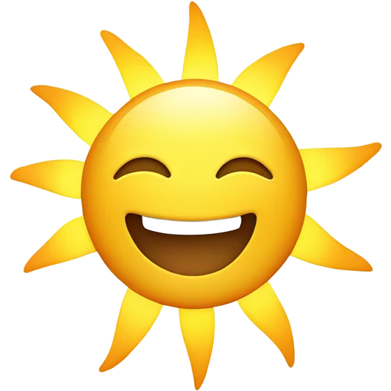 A cute, energetic sun , showing determination and focus.with vibrant colors and a playful vibe. emoji