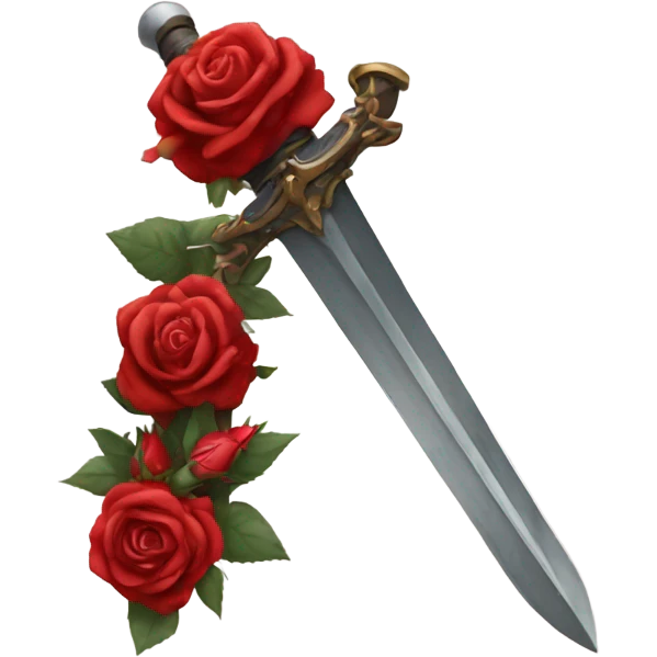 sword covered in roses and thorns emoji