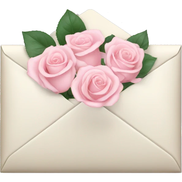 White envelope with light pink roses emoji