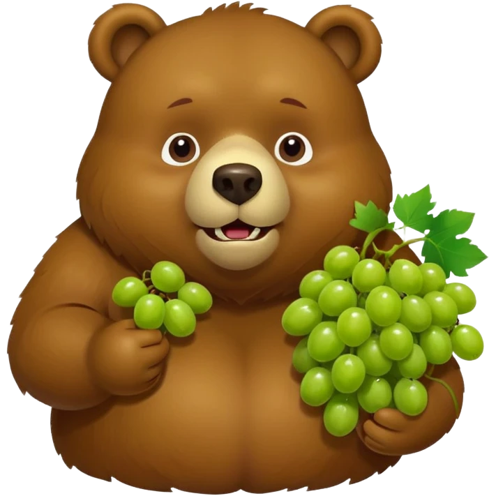 fat bear holding a bunch of grapes eating grapes emoji