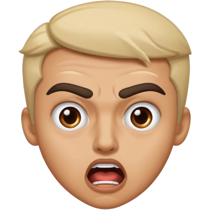 offended with mad eyebrows and open mouth emoji