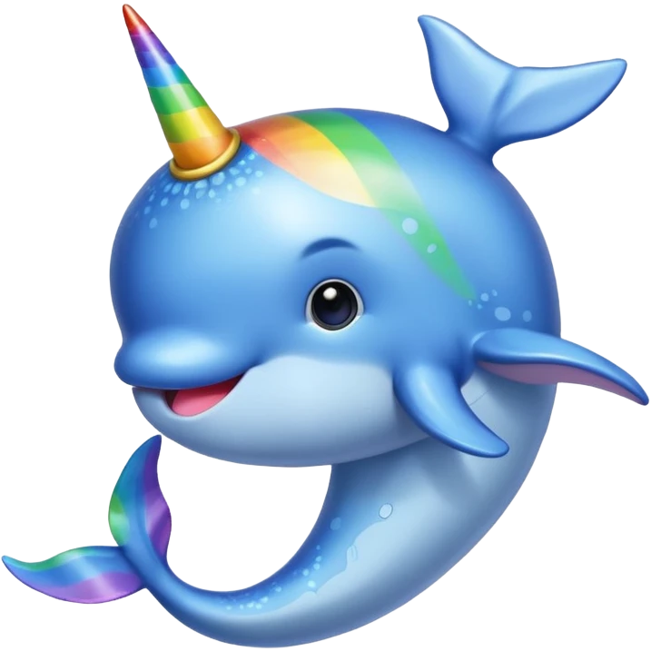  blue narwal with rianbow horn emoji