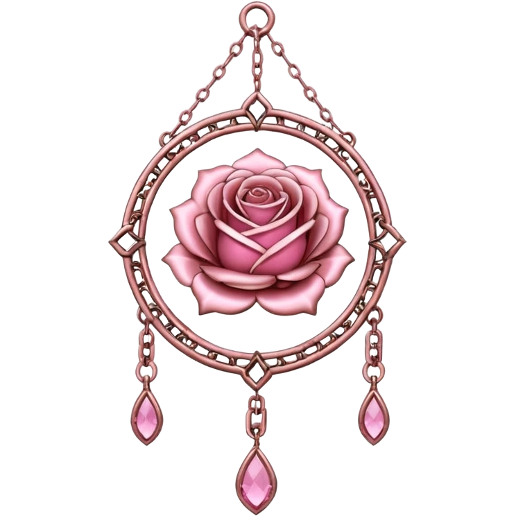 Rose-pink-metal-chained romantic delicate fine pretty suncatcher  emoji