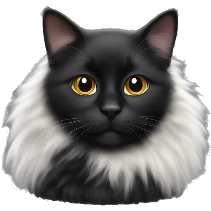 fluffy black cat with white spot on nose emoji