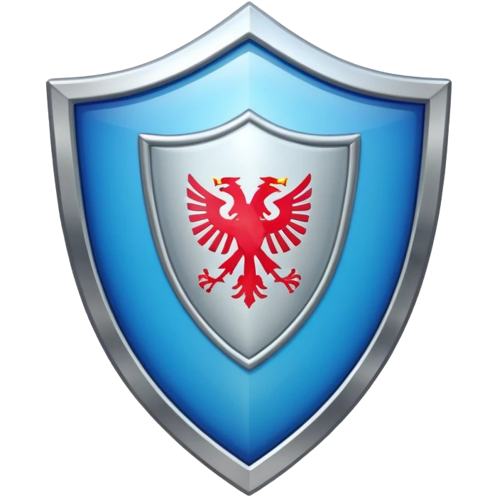 a shield with a silver outline and a glossy shiny flag inside emoji