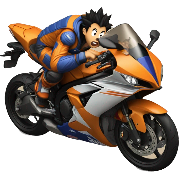 Goku riding a Yamaha r6 emoji
