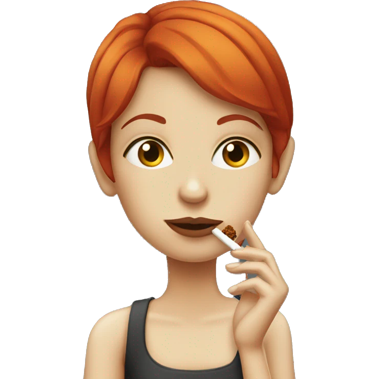 Girl with red hair Smoking a cigarrette emoji
