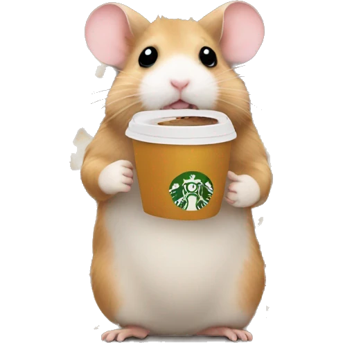 Hamster with Starbucks and an iphone emoji