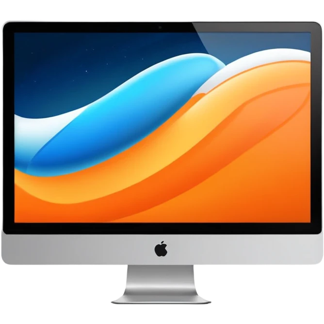 Orange iMac computer with lock screen emoji