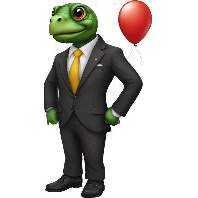 Turtle in a suit and clown shoes emoji