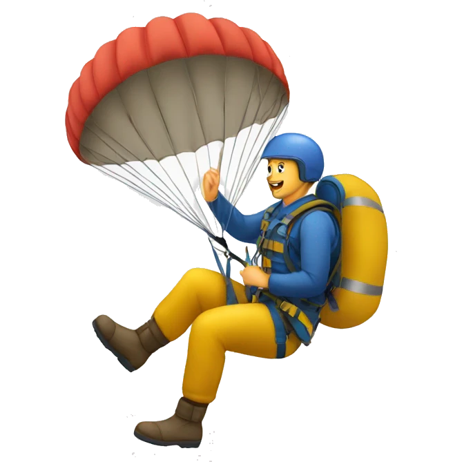 a man deploying the parachute emoji