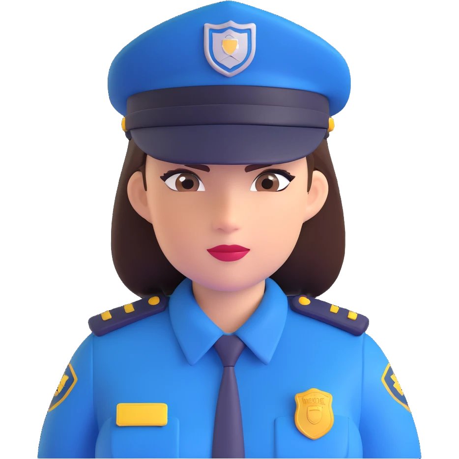 security guard head, female, with cap, confident expression, neat hair emoji