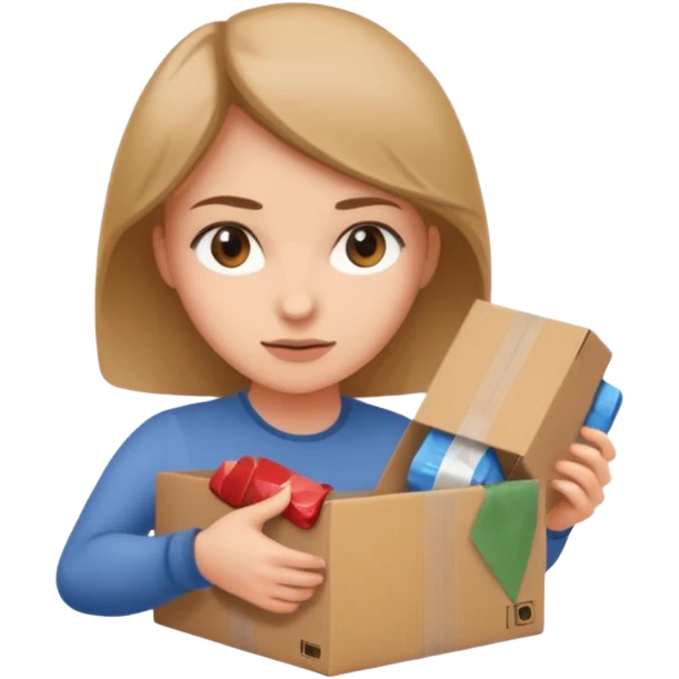 택배박스를 포장하는 여자 emoji