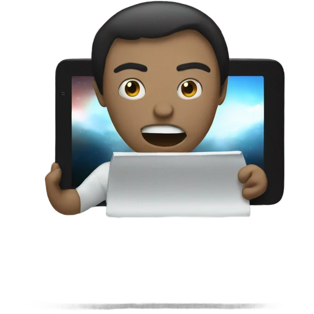 tablet playing a movie emoji