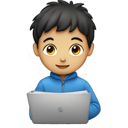 mackbook with korean boy emoji