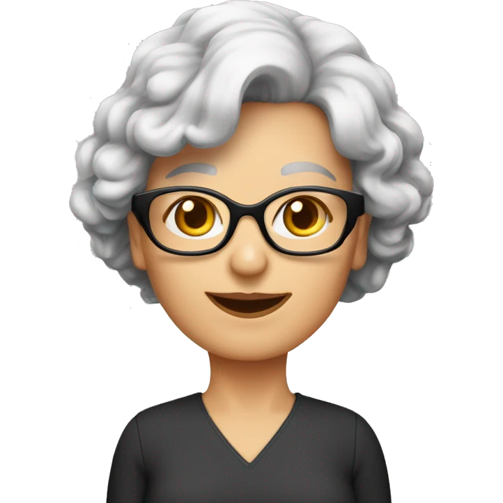 femme 70 ans rousse cheveux bouclés courts avec des lunettes  emoji