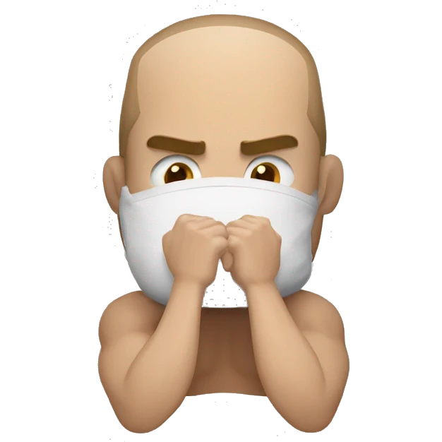 mma fighter hiding his face using hands screaming emoji