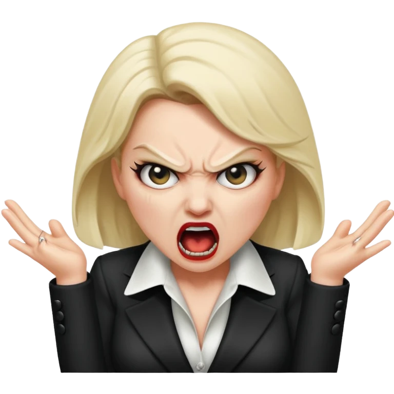 female mafia boss shouting, angry emoji