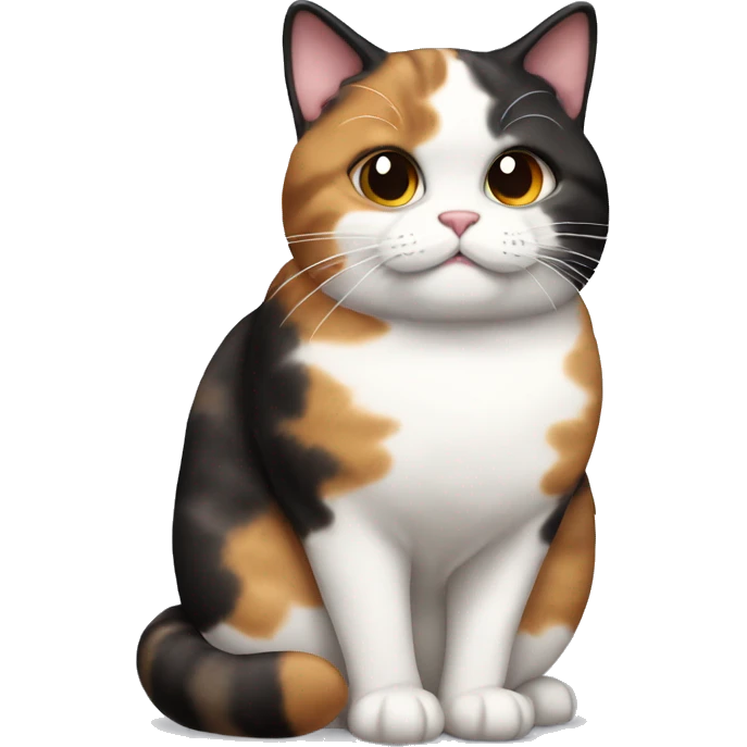 Fat calico cat with dark sundae emoji