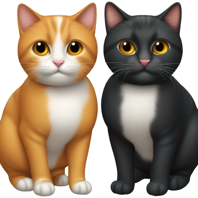 Gato negro y gato naranja juntos emoji